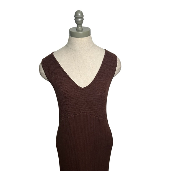 House of Harlow 1960 Chocolate Brown Ribbed Knit Sweater Midi Dress Size Large - Picture 3 of 10